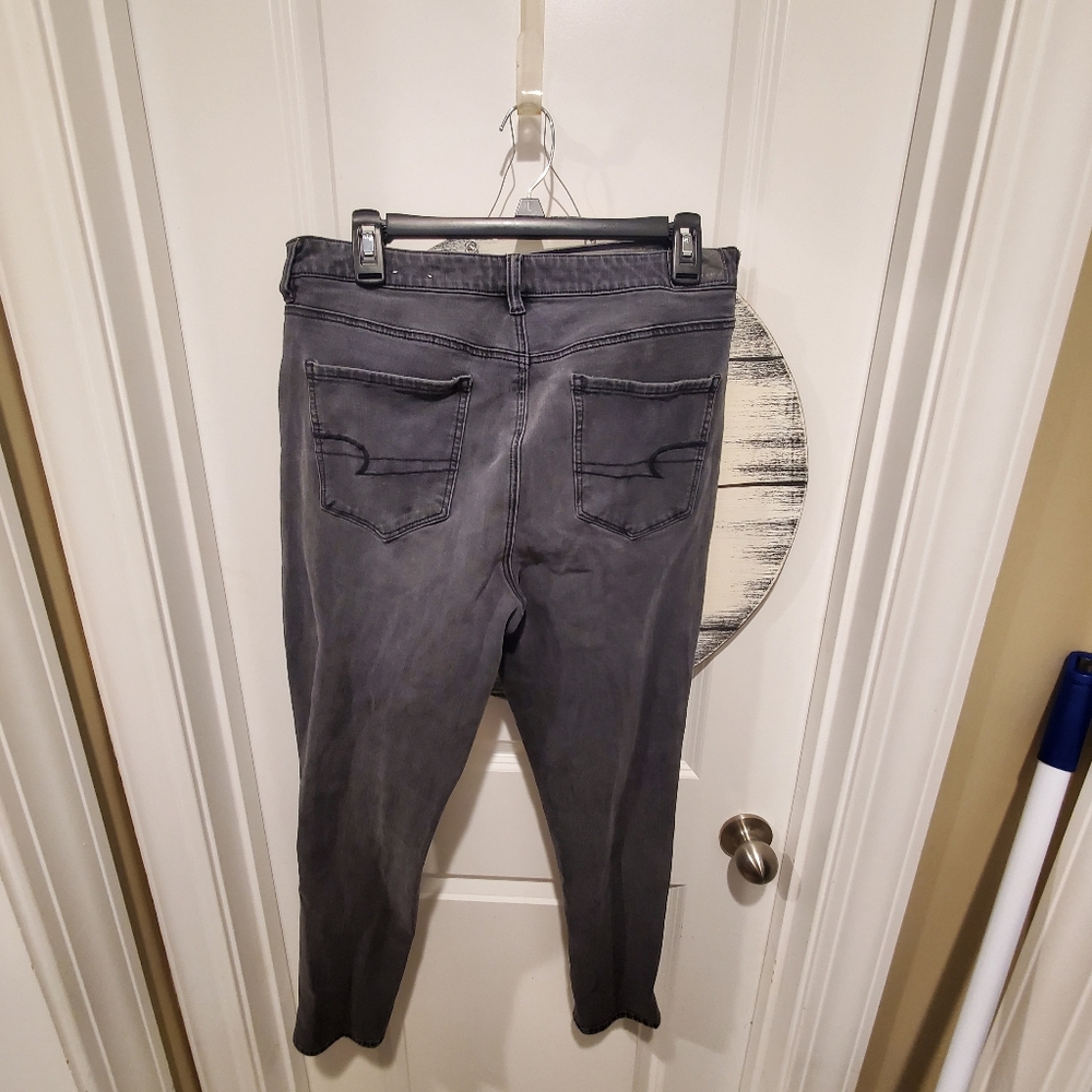 AE Super Stretch distressed Jeans black-Size 14 - Picture 3 of 11